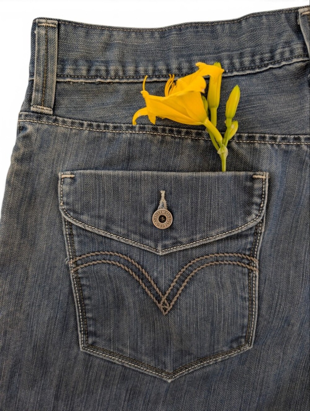 LEVIS Cutoff Blue Denim Shorts  Jeans Flap Pocket Boyfriend Large